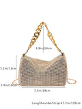 Buy SHEIN Fashion Evening Bag, Round Cylinder Full Rhinestones Chain Crossbody Bag, Zipper Closure Versatile Shoulder Bag, Sparkly Casual Bag in Pakistan