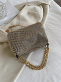 Buy SHEIN Fashion Evening Bag, Round Cylinder Full Rhinestones Chain Crossbody Bag, Zipper Closure Versatile Shoulder Bag, Sparkly Casual Bag in Pakistan