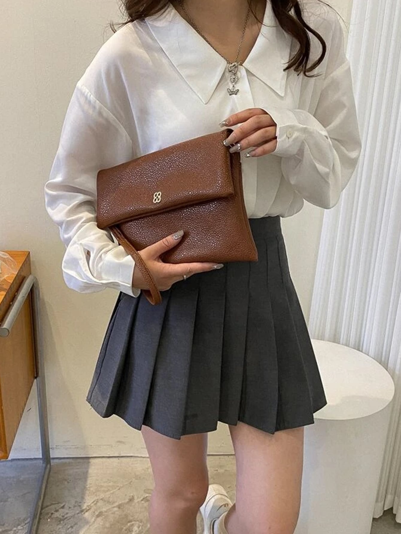 Buy SHEIN Fashionable,Minimalist,Casual,Litchi Embossed Flap Square Bag For Girl, Teen Girls in Pakistan