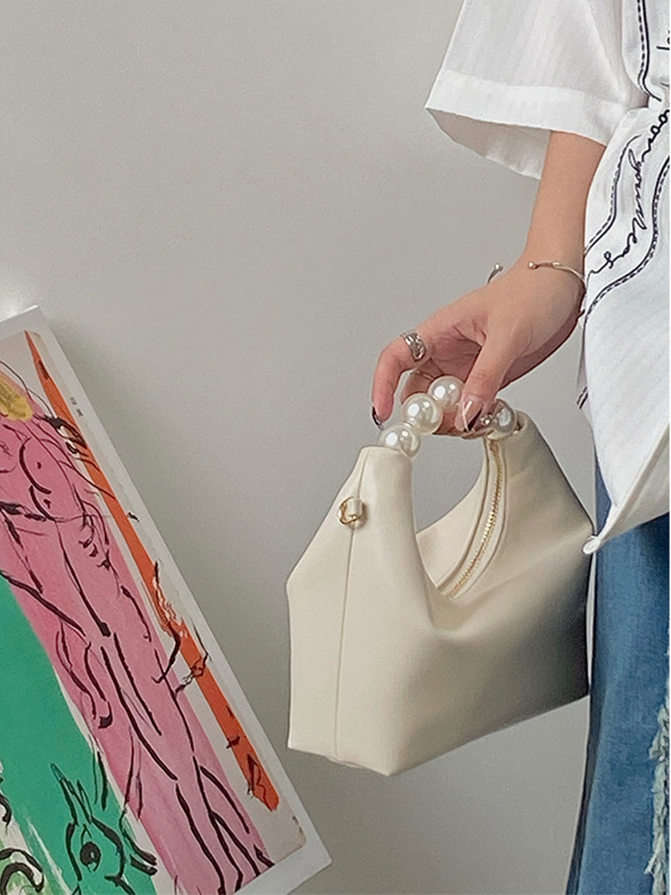 Buy SHEIN Fashionable,Minimalist,Casual,Mini Faux Pearl Decor Satchel Bag For Girl, Teen Girls & Women in Pakistan