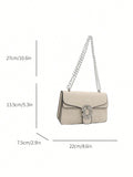 Buy SHEIN Fashionable And Versatile Solid Color PU Shoulder Bag, Casual And Simple Double-Layered Chain Square Bag in Pakistan