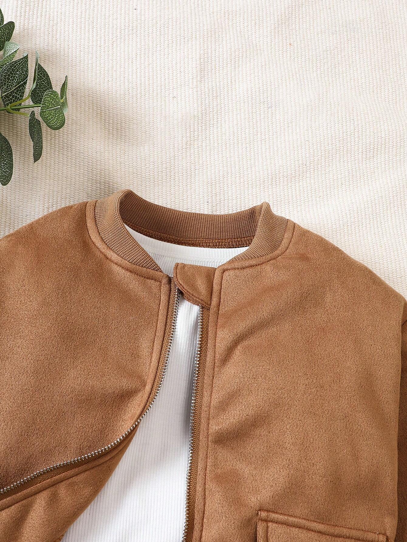 Buy Fashionable Baby Boys' Suede Jacket And Twill Cargo Pants, Suitable For Fall/Winter Outings in Pakistan
