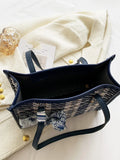 Buy SHEIN Fashionable Striped 1 Piece Plaid Large Capacity Shoulder Bag With Fashionable Tote Bag And Scarf in Pakistan