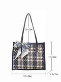 Buy SHEIN Fashionable Striped 1 Piece Plaid Large Capacity Shoulder Bag With Fashionable Tote Bag And Scarf in Pakistan