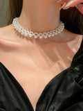 Buy SHEIN Faux Pearl Decor Bridal Necklace Elegant Pearl Necklace Women in Pakistan