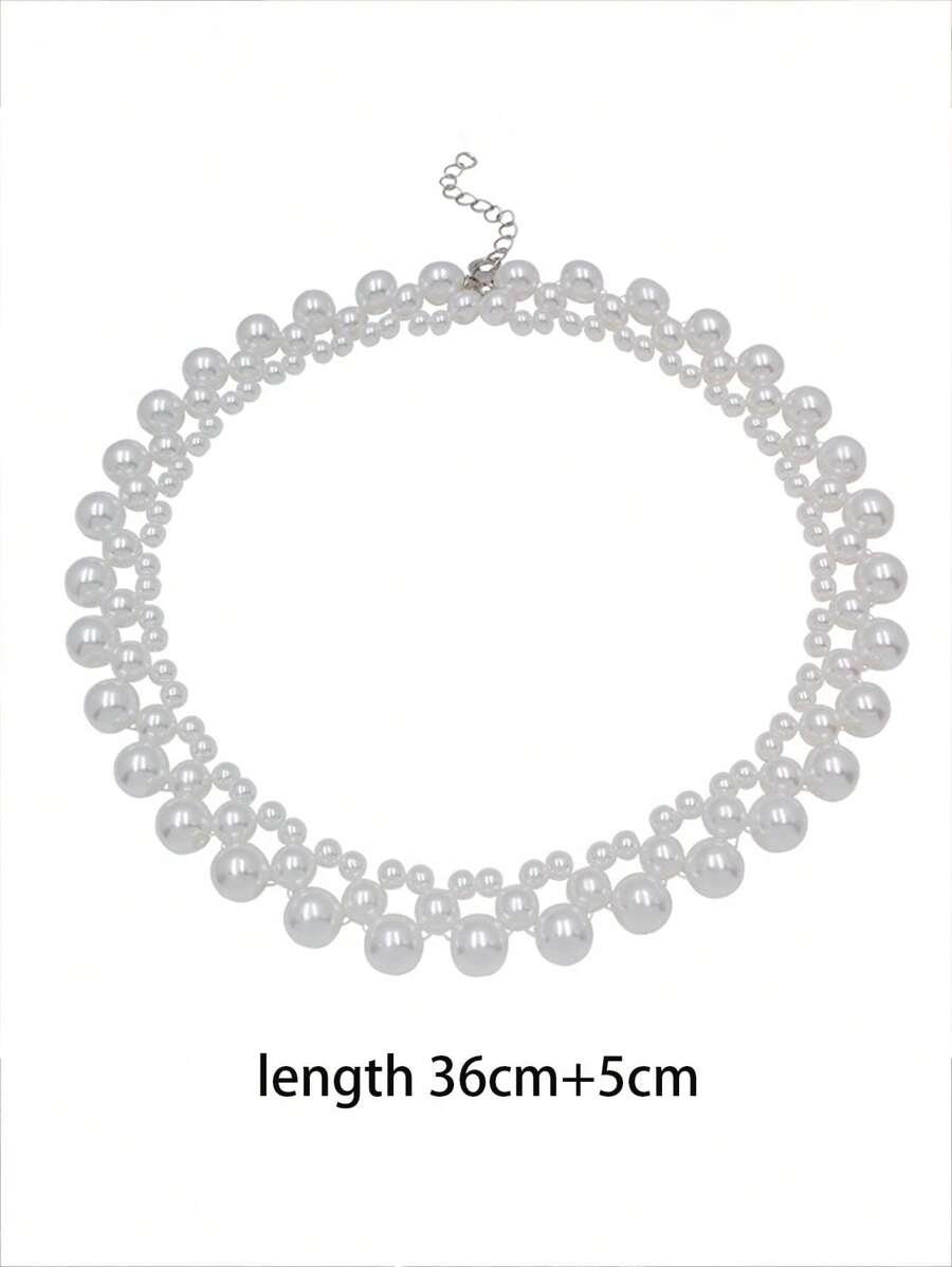 Buy SHEIN Faux Pearl Decor Bridal Necklace Elegant Pearl Necklace Women in Pakistan