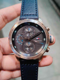 Buy Tommy Hilfiger Mens Quartz Blue Leather Strap Grey Dial 46mm Watch - 1791808 in Pakistan