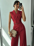 Buy SHEIN Firerie 2-Piece Set: Women Commuter Elegant Collared Blouse Straight-Leg Pants in Pakistan