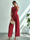 Buy SHEIN Firerie 2-Piece Set: Women Commuter Elegant Collared Blouse Straight-Leg Pants in Pakistan
