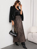 Buy SHEIN Firerie Women's Elegant Leopard Print High Waist Satin Skirt in Pakistan