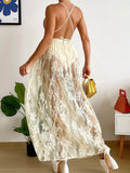 Buy SHEIN Swim Vcay Floral Criss Cross Lace Up One Piece Swimsuit With Beach Skirt in Pakistan