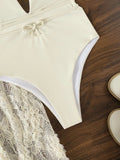 Buy SHEIN Swim Vcay Floral Criss Cross Lace Up One Piece Swimsuit With Beach Skirt in Pakistan