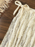 Buy SHEIN Swim Vcay Floral Criss Cross Lace Up One Piece Swimsuit With Beach Skirt in Pakistan