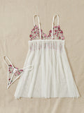 Buy SHEIN Floral Embroidery Mesh Slips With Thong in Pakistan