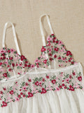 Buy SHEIN Floral Embroidery Mesh Slips With Thong in Pakistan