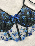 Buy SHEIN Floral Embroidery Mesh Underwire Lingerie Set in Pakistan