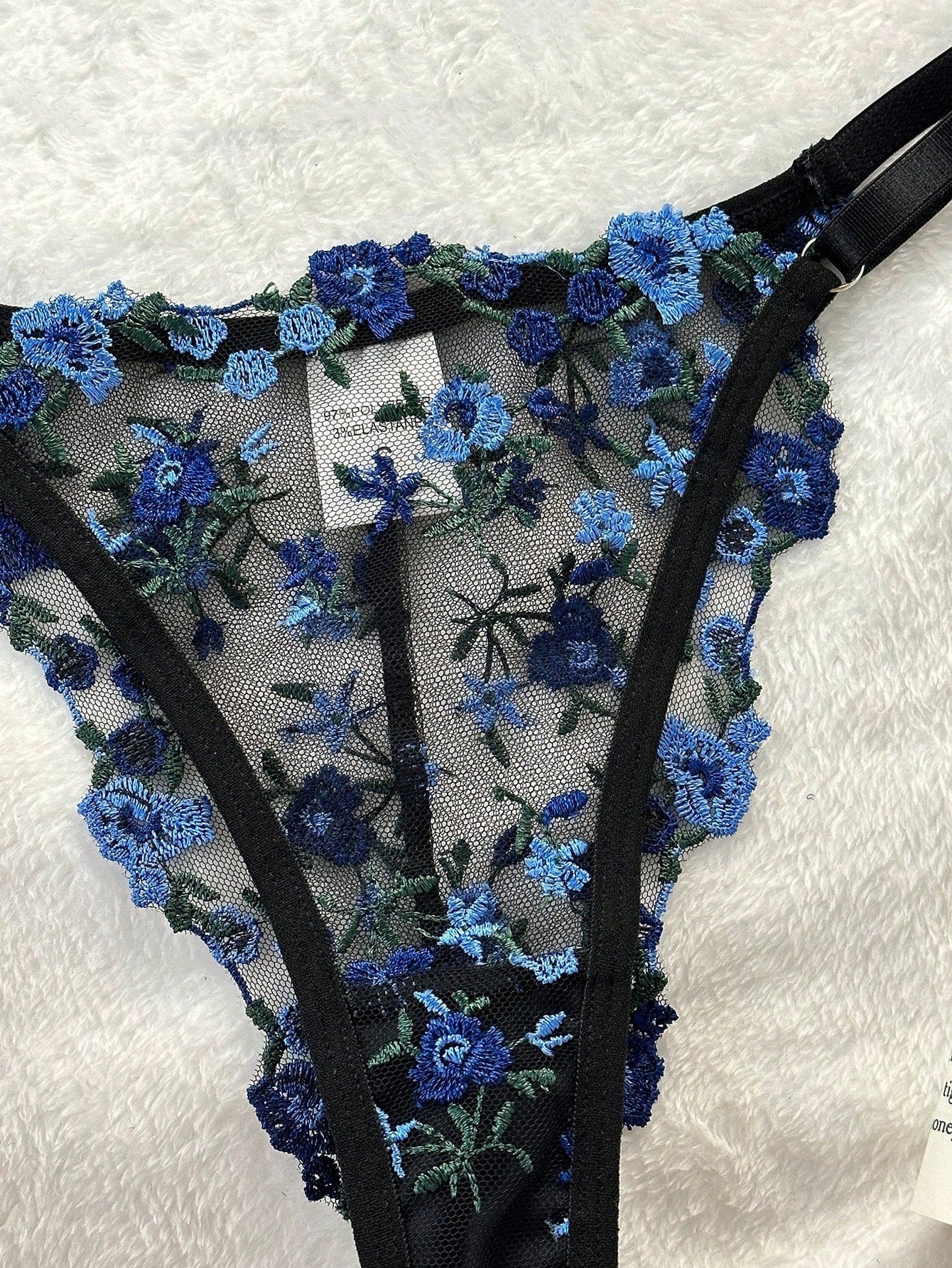 Buy SHEIN Floral Embroidery Mesh Underwire Lingerie Set in Pakistan