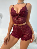 Buy SHEIN Floral Lace Bow Front PJ Set in Pakistan
