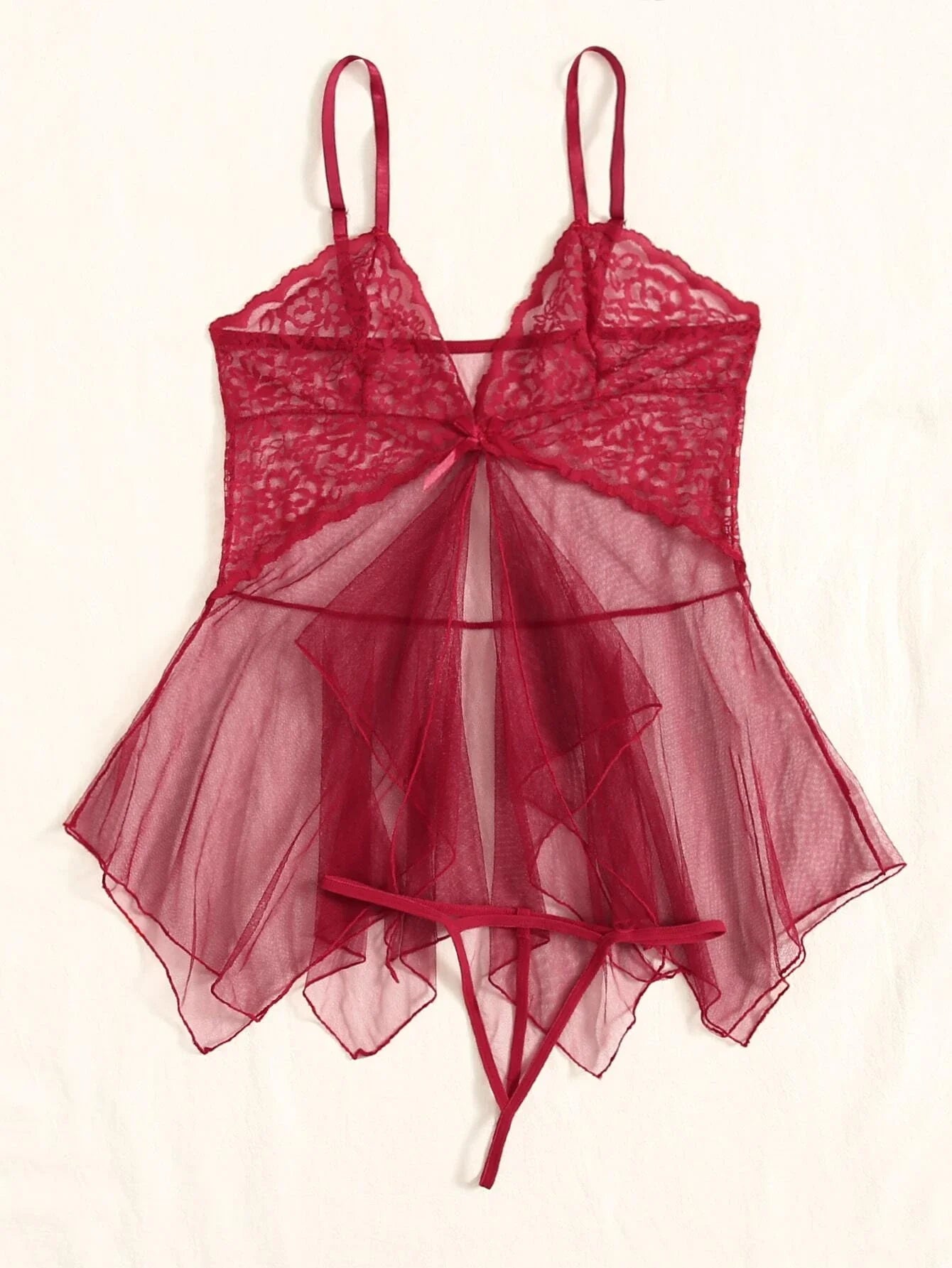 Buy SHEIN Floral Lace Contrast Mesh Babydoll Slips With Thong in Pakistan