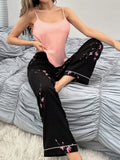 Buy SHEIN Floral Print Contrast Piping PJ Set / Pajama Set in Pakistan