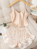 Buy SHEIN Floral Print Ruffle Hem PJ Set in Pakistan