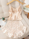 Buy SHEIN Floral Print Ruffle Hem PJ Set in Pakistan