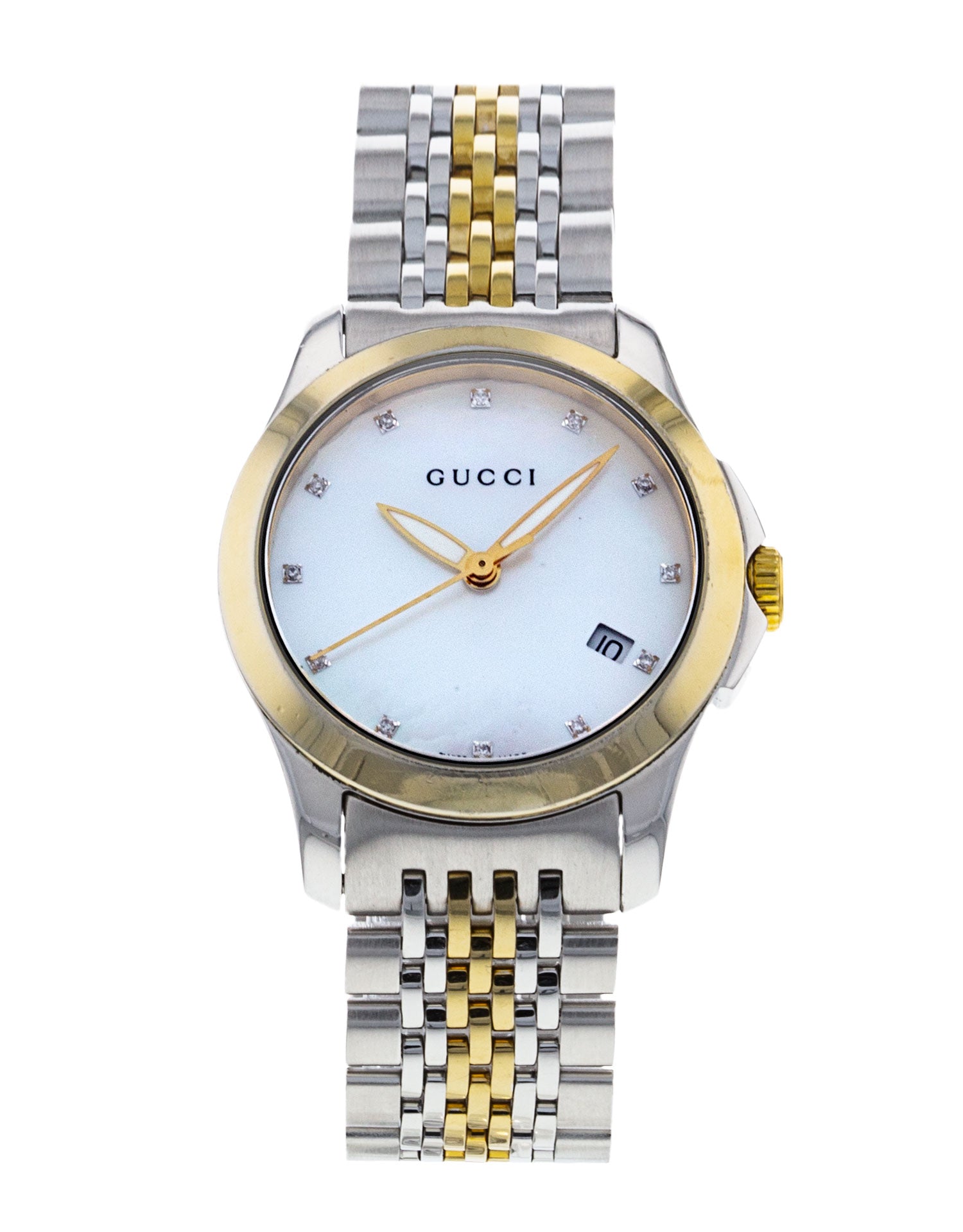 Buy Gucci G Timeless Mother of Pearl Dial Two Tone Steel Strap Watch for Women - YA126513 in Pakistan