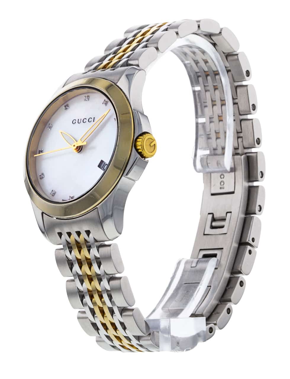 Buy Gucci G Timeless Mother of Pearl Dial Two Tone Steel Strap Watch for Women - YA126513 in Pakistan