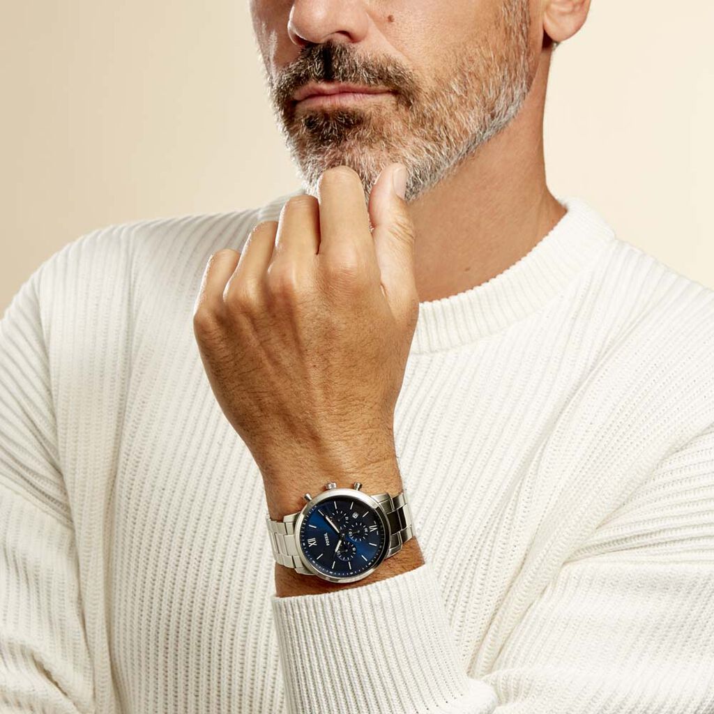 Buy Fossil Men's Chronograph Quartz Stainless Steel Blue Dial 44mm Watch FS5792 in Pakistan