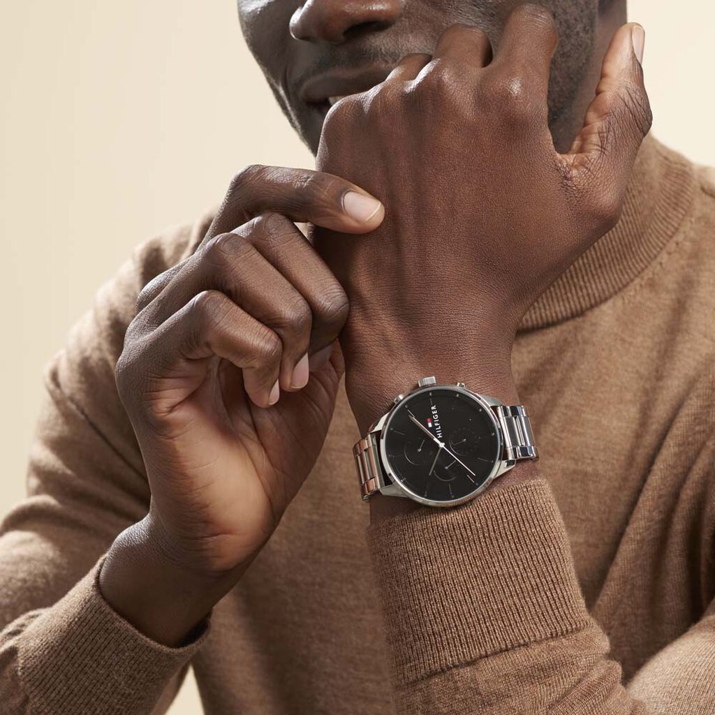 Buy Tommy Hilfiger Mens Quartz Stainless Steel Black Dial 44mm Watch - 1791485 in Pakistan