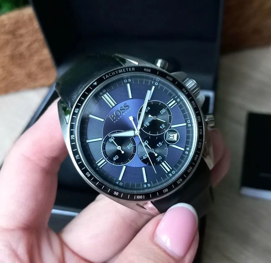 Buy Hugo Boss Drivers Blue Dial Black Leather Strap Watch for Men - 1513077 in Pakistan