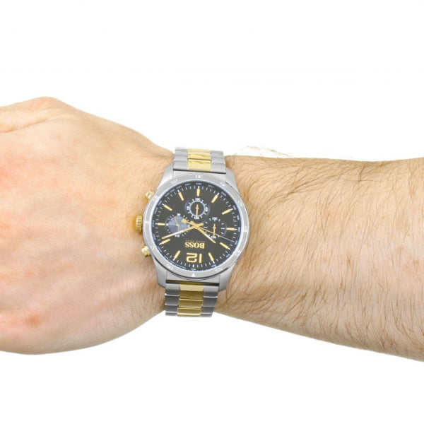 Buy Hugo Boss Mens Chronograph Quartz Stainless Steel Black Dial 44mm Watch - 1513529 in Pakistan