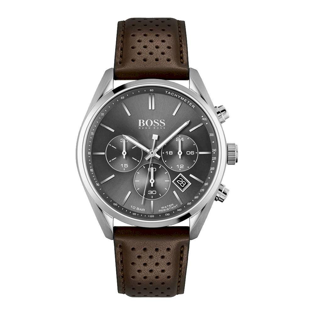 Buy Hugo Boss Mens Chronograph Quartz Leather Strap Grey Dial 44mm Watch - 1513476 in Pakistan