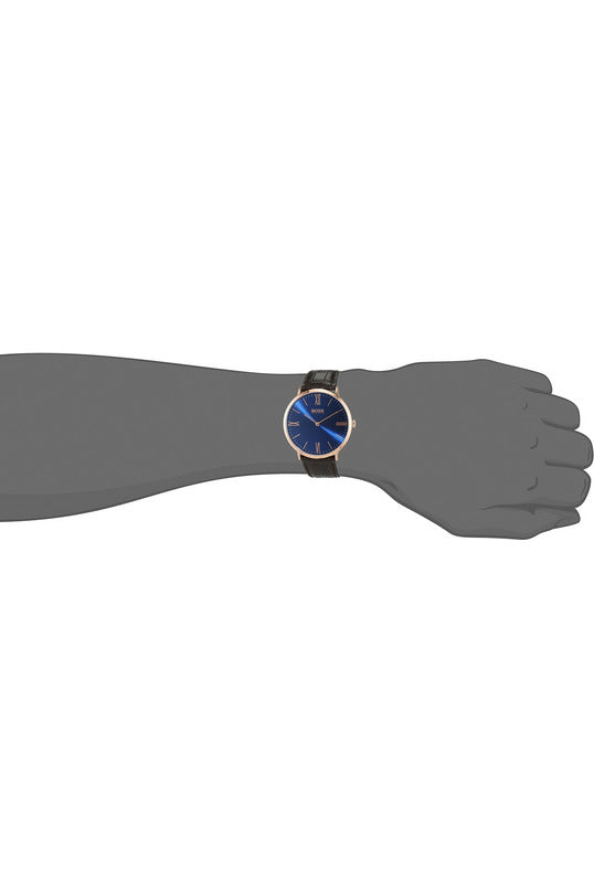Buy Hugo Boss Mens Quartz Brown Leather Strap Navy Blue Dial 40mm Watch - 1513458 in Pakistan