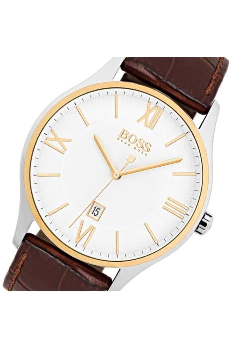 Buy Hugo Boss Mens Quartz Brown Leather Strap White Dial 43mm Watch - 1513486 in Pakistan