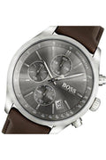 Buy Hugo Boss Mens Chronograph Quartz Leather Strap Grey Dial 44mm Watch - 1513476 in Pakistan