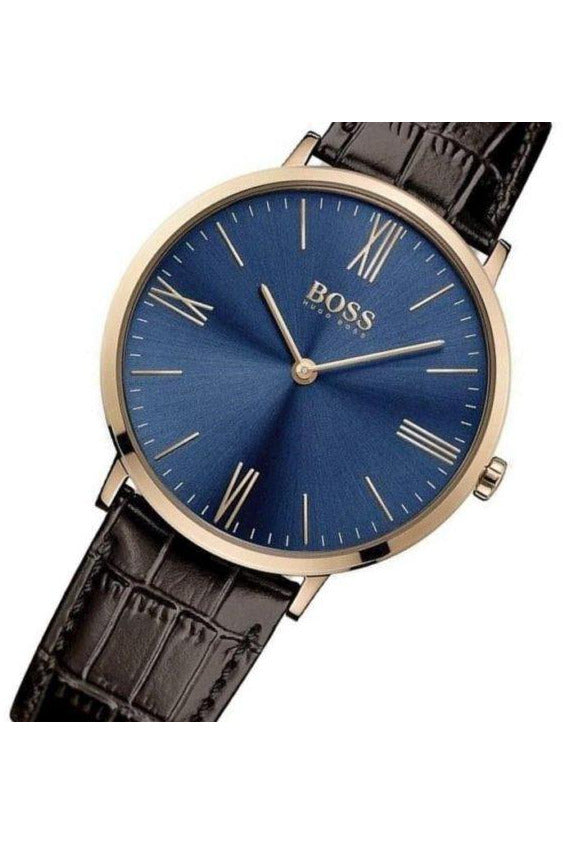 Buy Hugo Boss Mens Quartz Brown Leather Strap Navy Blue Dial 40mm Watch - 1513458 in Pakistan