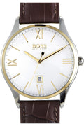 Buy Hugo Boss Mens Quartz Brown Leather Strap White Dial 43mm Watch - 1513486 in Pakistan