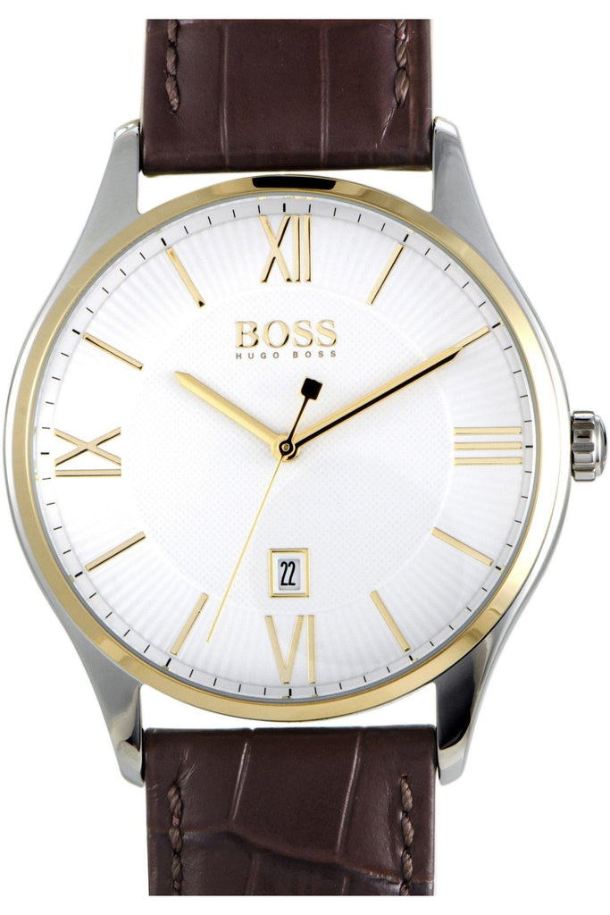 Buy Hugo Boss Mens Quartz Brown Leather Strap White Dial 43mm Watch - 1513486 in Pakistan