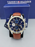 Buy Tommy Hilfiger Mens Quartz Brown Leather Strap Blue Dial 46mm Watch - 1791137 in Pakistan