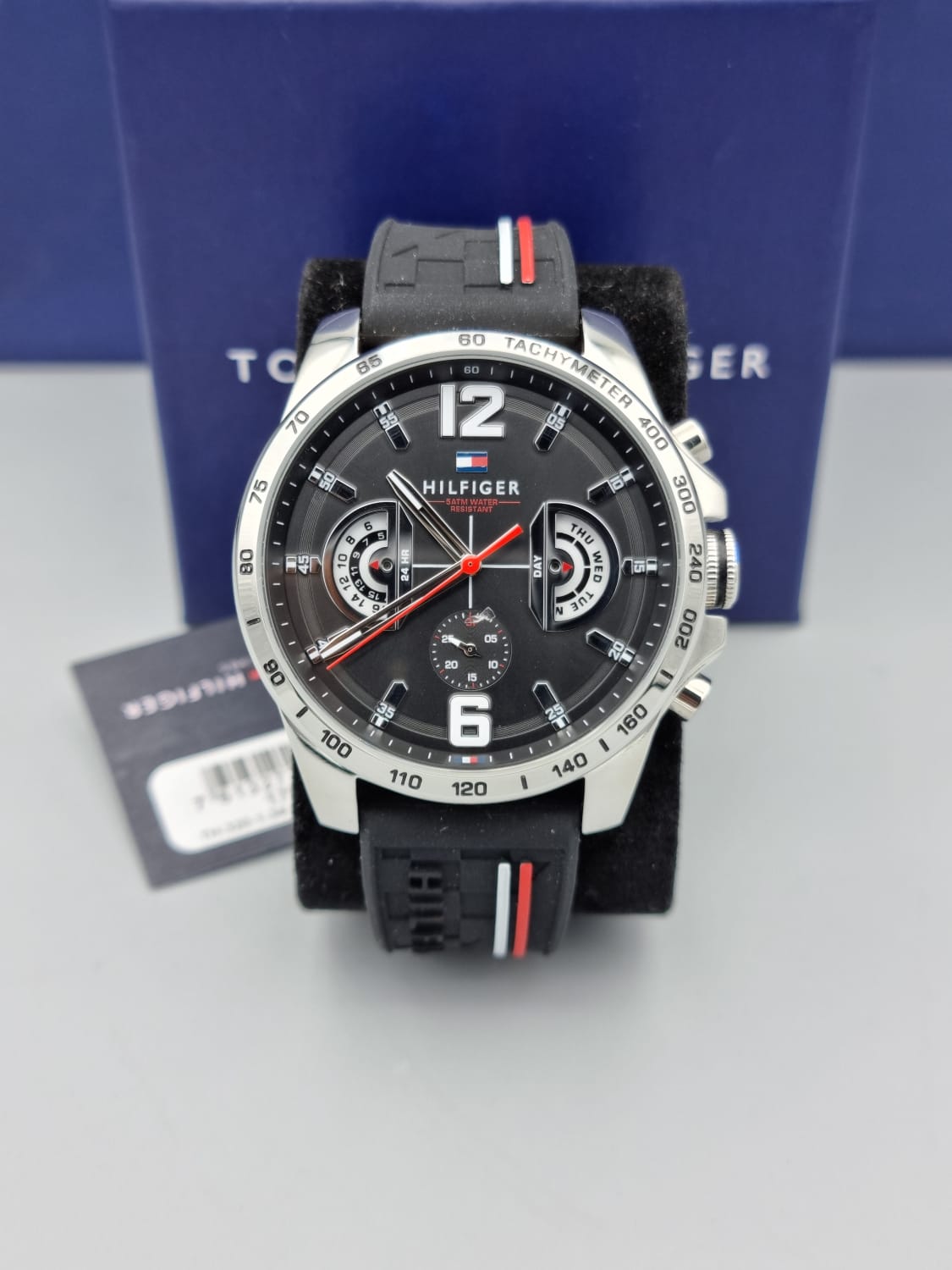 Buy Tommy Hilfiger Mens Quartz Silicone Strap Black Dial 46mm Watch - 1791473 in Pakistan
