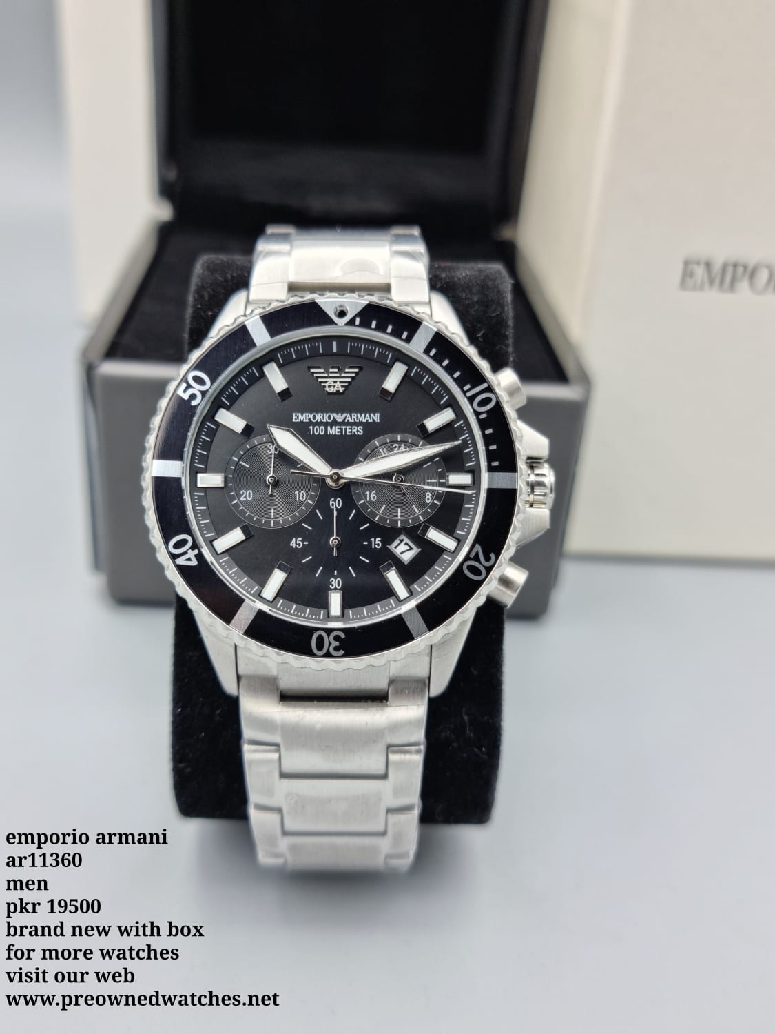 Buy Emporio Armani Men's Quartz Stainless Steel Black Dial 43mm Watch AR11360 in Pakistan