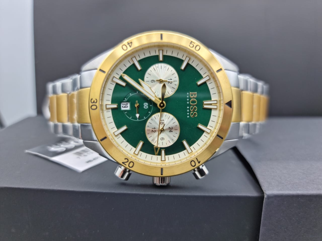 Buy Hugo Boss Mens Chronograph Quartz Stainless Steel Green Dial 44mm Watch - 1513872 in Pakistan