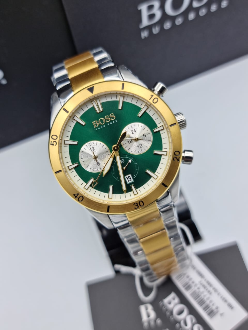 Buy Hugo Boss Mens Chronograph Quartz Stainless Steel Green Dial 44mm Watch - 1513872 in Pakistan