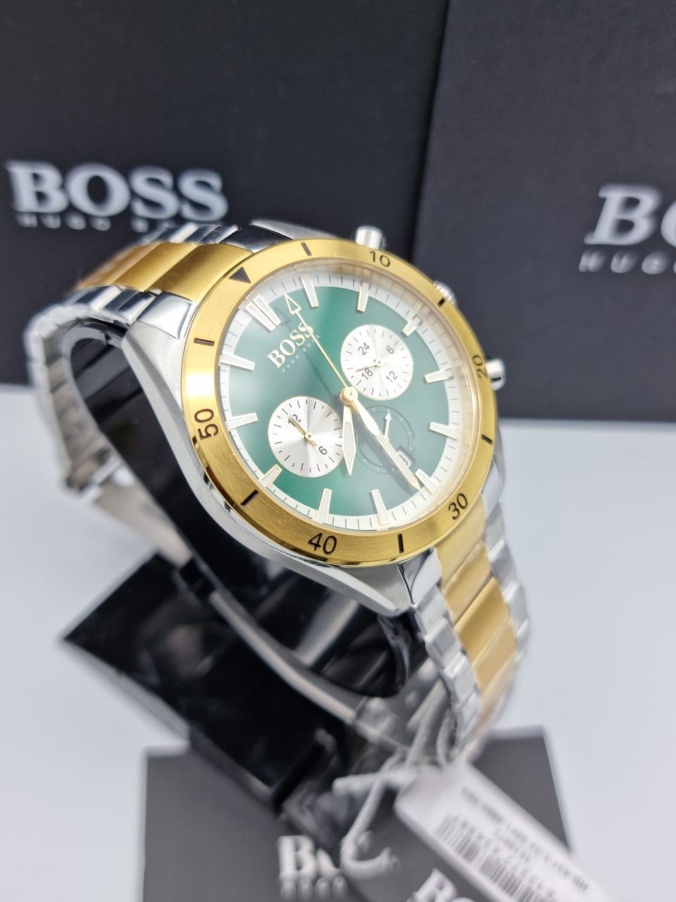 Buy Hugo Boss Mens Chronograph Quartz Stainless Steel Green Dial 44mm Watch - 1513872 in Pakistan