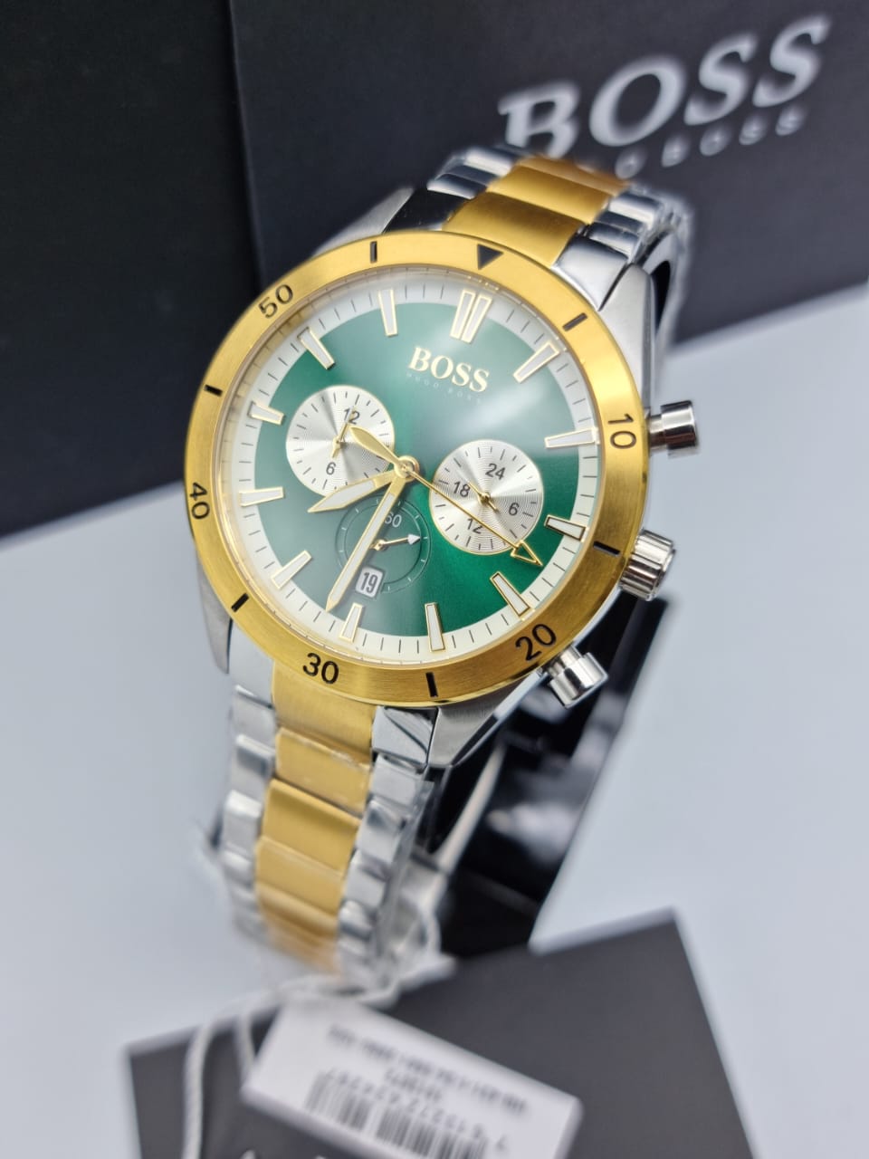 Buy Hugo Boss Mens Chronograph Quartz Stainless Steel Green Dial 44mm Watch - 1513872 in Pakistan