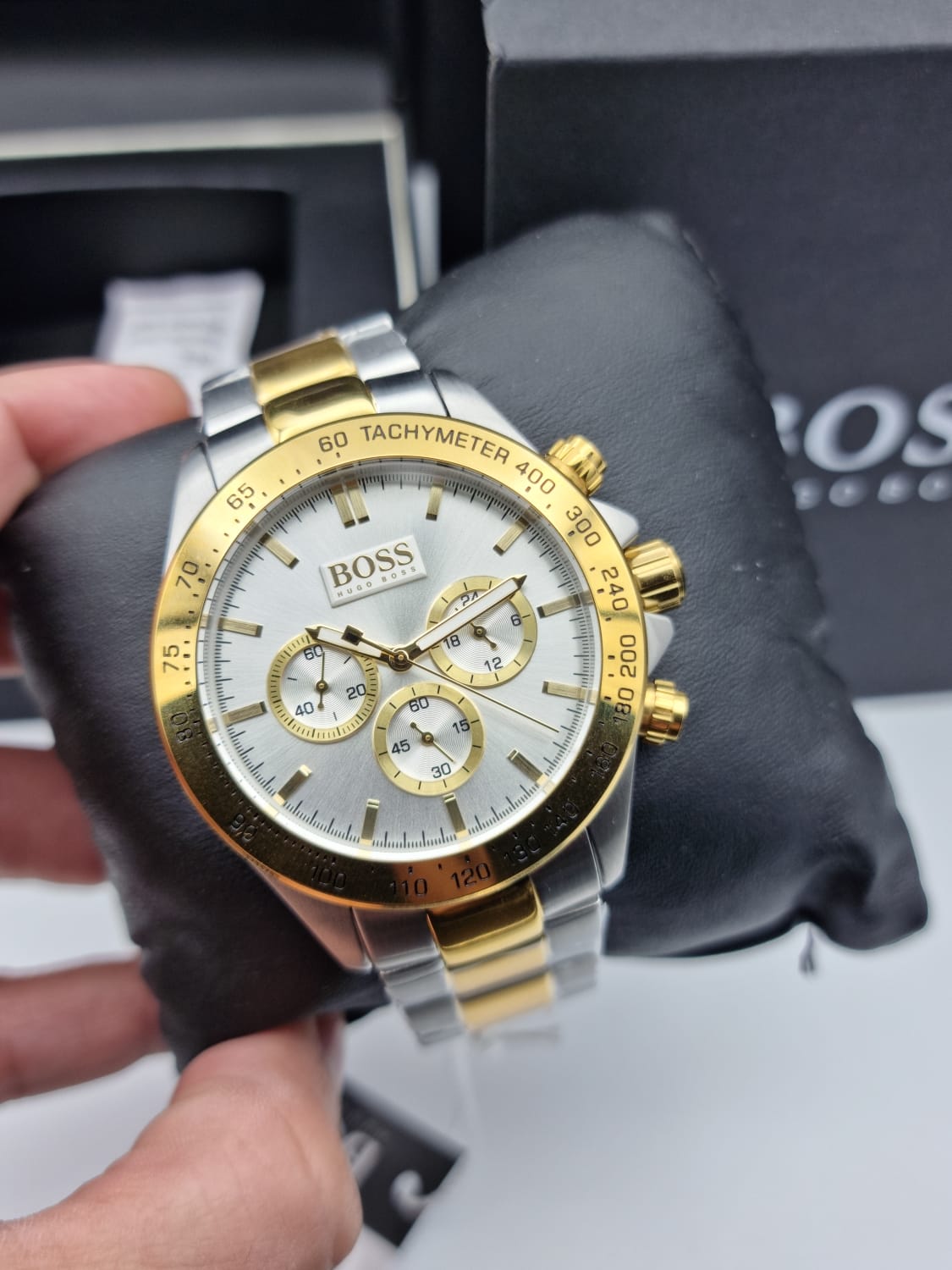 Buy Hugo Boss Mens Chronograph Two-tone Silver Dial Watch - 1512960 in Pakistan