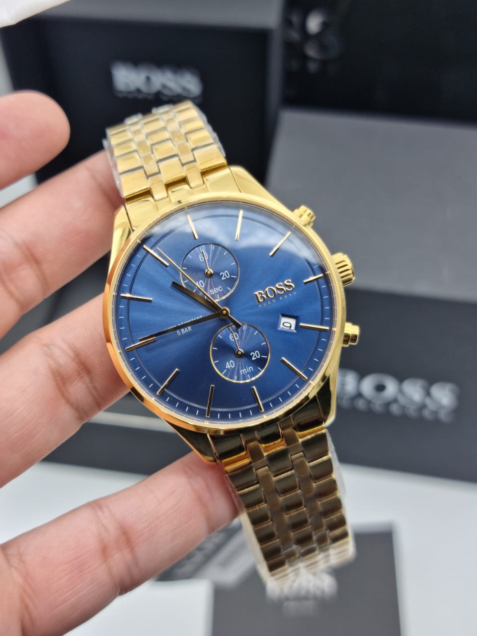 Buy Hugo Boss Mens Chronograph Stainless Steel Blue Dial 42mm Watch - 1513841 in Pakistan