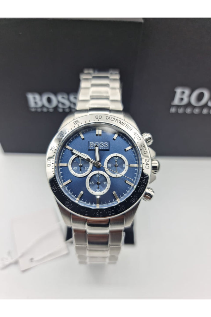 Buy Hugo Boss Mens Chronograph Quartz Stainless Steel Blue Dial 46mm Watch - 1512963 in Pakistan