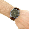 Buy Hugo Boss Mens Quartz Brown Leather Strap Grey Dial 44mm Watch - 1513787 in Pakistan